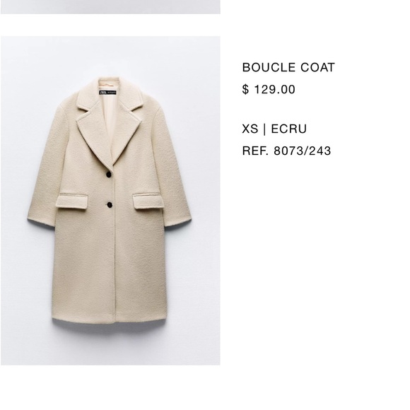 Zara Cream Teddy Jacket - Picture 2 of 2